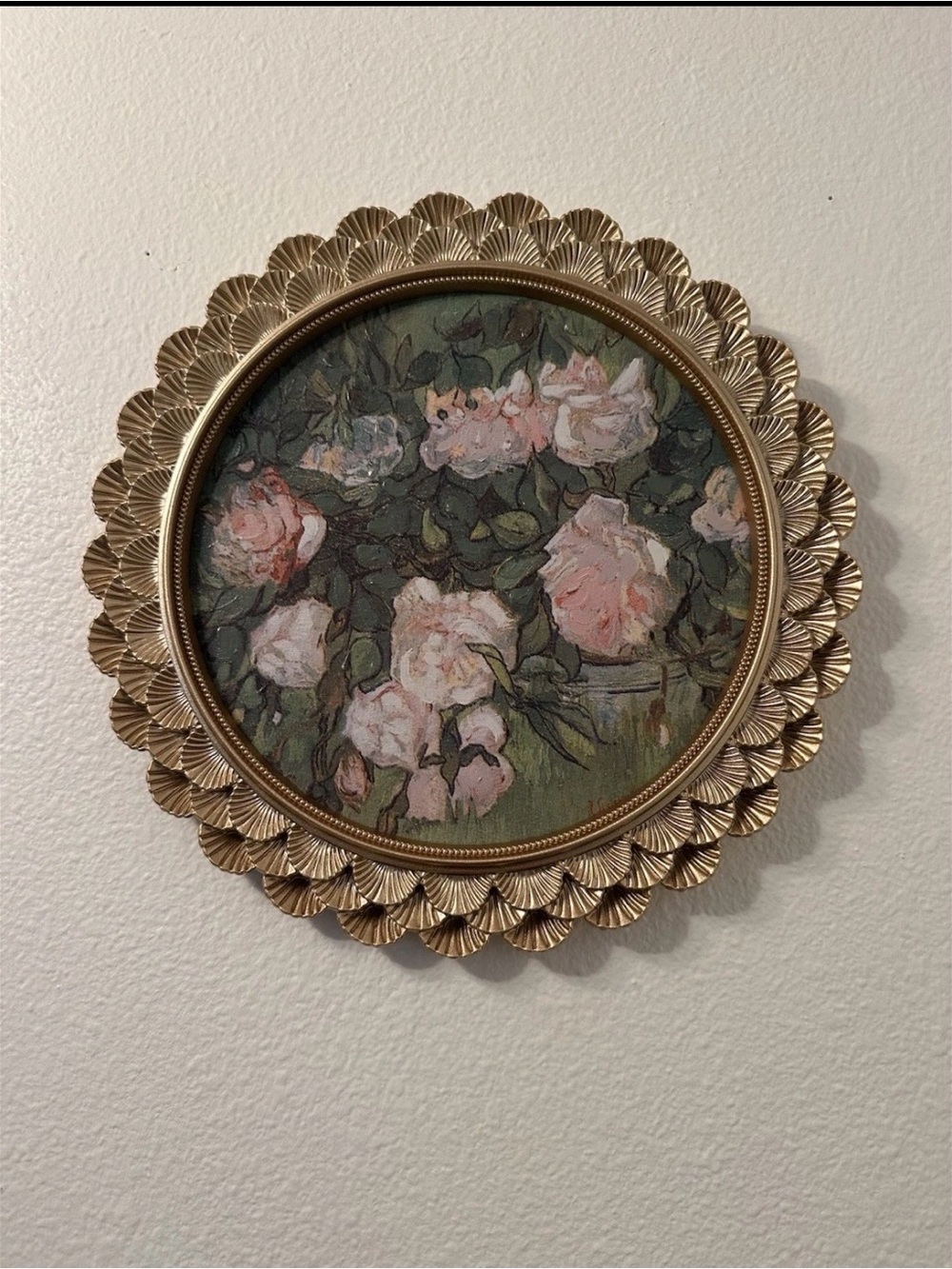 12x12 Pink Roses by Vincent Van Gogh canvas print with embellishment petal frame